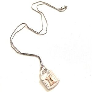925 Sterling Silver & Gold Lock - Keyhole Pendant w/ Chain!